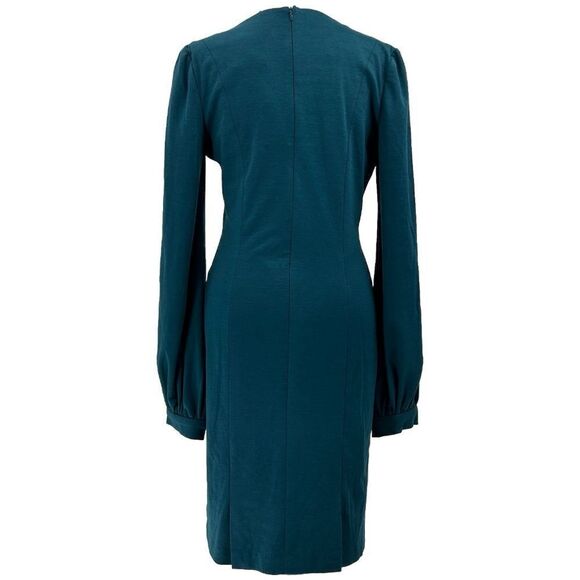 B Michael America Red Collection V Neck Long Sleeve Midi Dress Teal NWT Size 8 - Picture 2 of 13